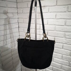 Miche Demi Base Bag Black w/ Braided Handles & Antique Brass Tone Carabineers